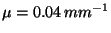 \( \mu =0.04\, mm^{-1}\protect \protect \)