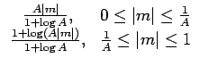 $\displaystyle \begin{array}{cc} \frac{A\vert m\vert}{1+\log A}, & 0\leq\vert m\...
...1+\log(A\vert m\vert)}{1+\log A}, & \frac{1}{A}\leq\vert m\vert\leq1\end{array}$
