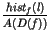 $\displaystyle {\frac{hist_{f }(l )}{A(D(f) )}}$
